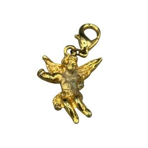 Vintage Gold Tone Angel Charm Guardian Cherub Religious